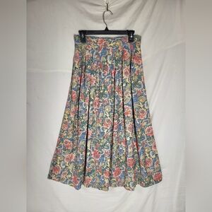 Vintage Lee David Collection Made In USA Pull-On Floral Midi Skirt Large